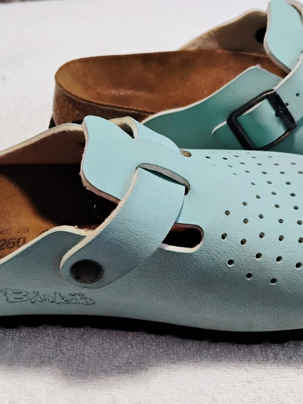 Birkenstock Burki's Blue Suede Leather Clog Sandals Comfort Shoes Ladies 9 - Picture 15 of 16